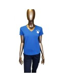 TEE SHIRT FEMME COL V  BLEU ROY